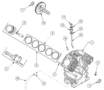 Crankcase (Kh-62588) Diagram and Parts List for 2518-44 13A208L100-13B288L100 Cub Cadet Lawn Tractor